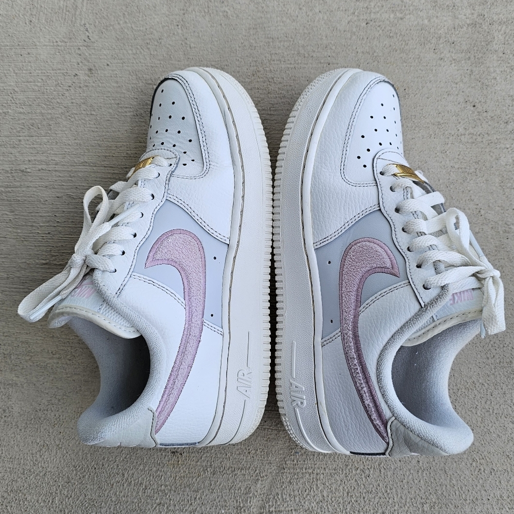 Nike  Air Force 1 Chenille Swoosh Sneakers - Picture 7 of 12